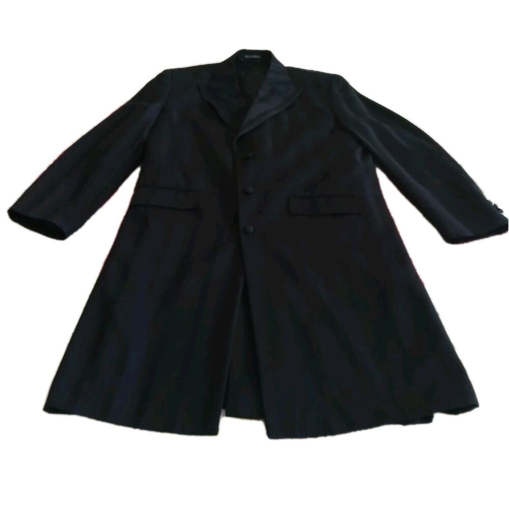 Men’s 2-Piece Black Striped Suit Blazer & Vest Size 42 Classic Fit Formal